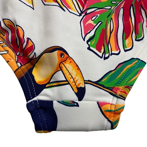 Mynah High Rise High Leg Cheeky Tropical Swim Bottoms Front Knot Detail Large - Picture 9 of 14